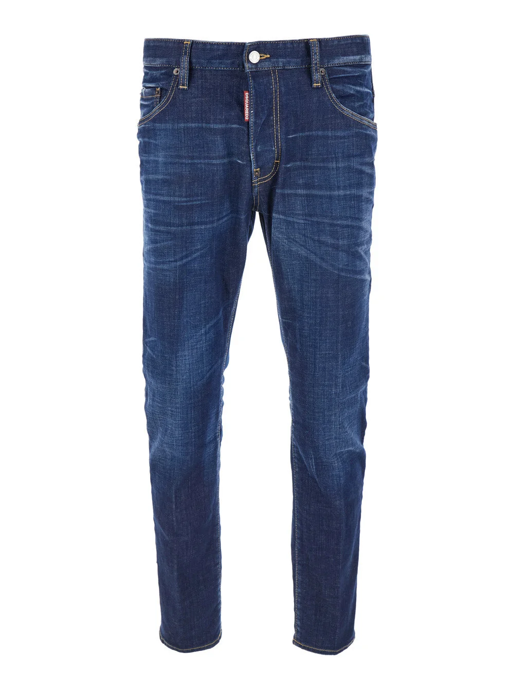 Dsquared2 Men Blue Jeans With Belt Loops And Logo Patch On The Rear In Denim Man - 1