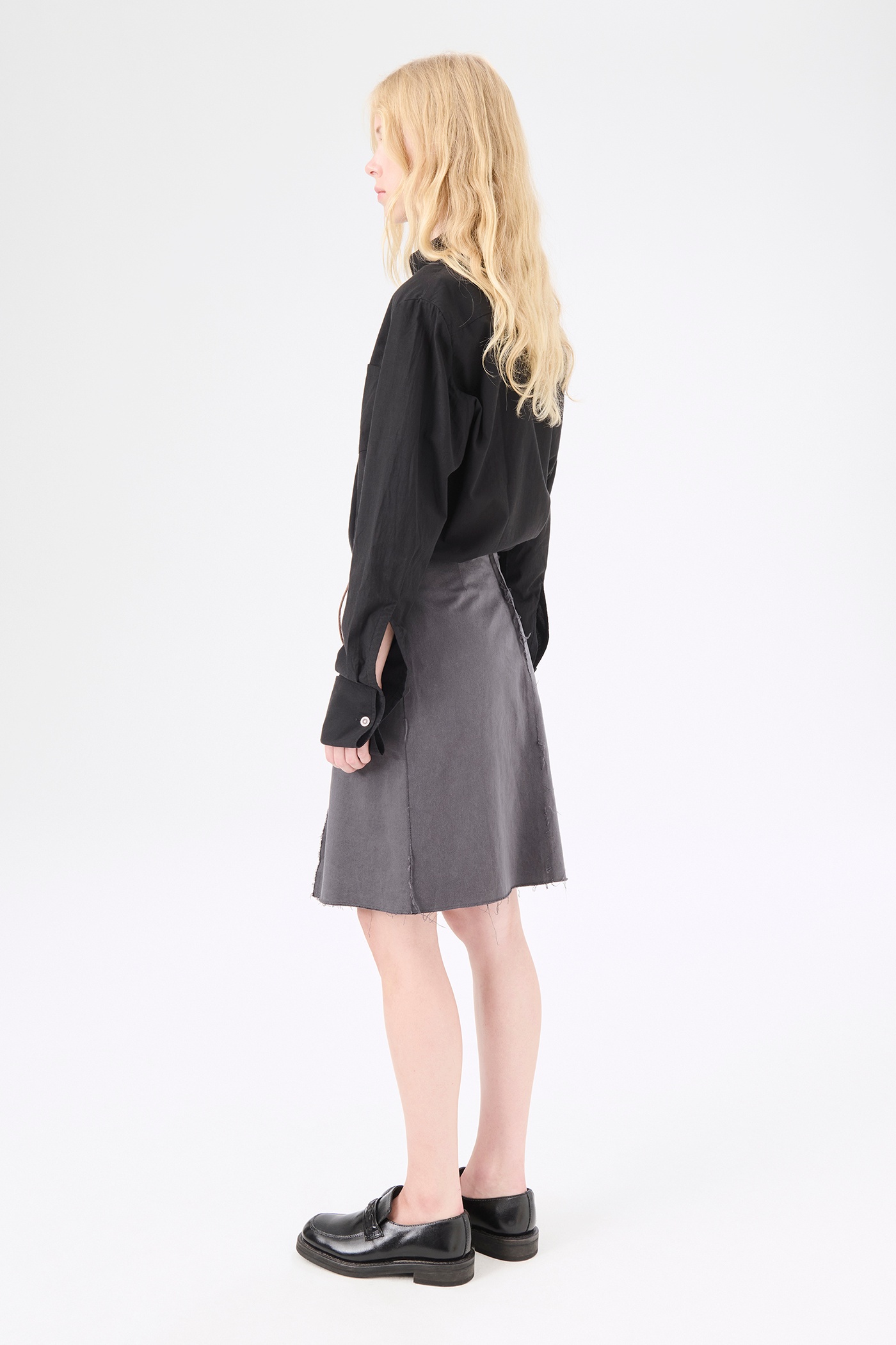 Mini Hook Skirt Ash Black Seventies Sateen - 4