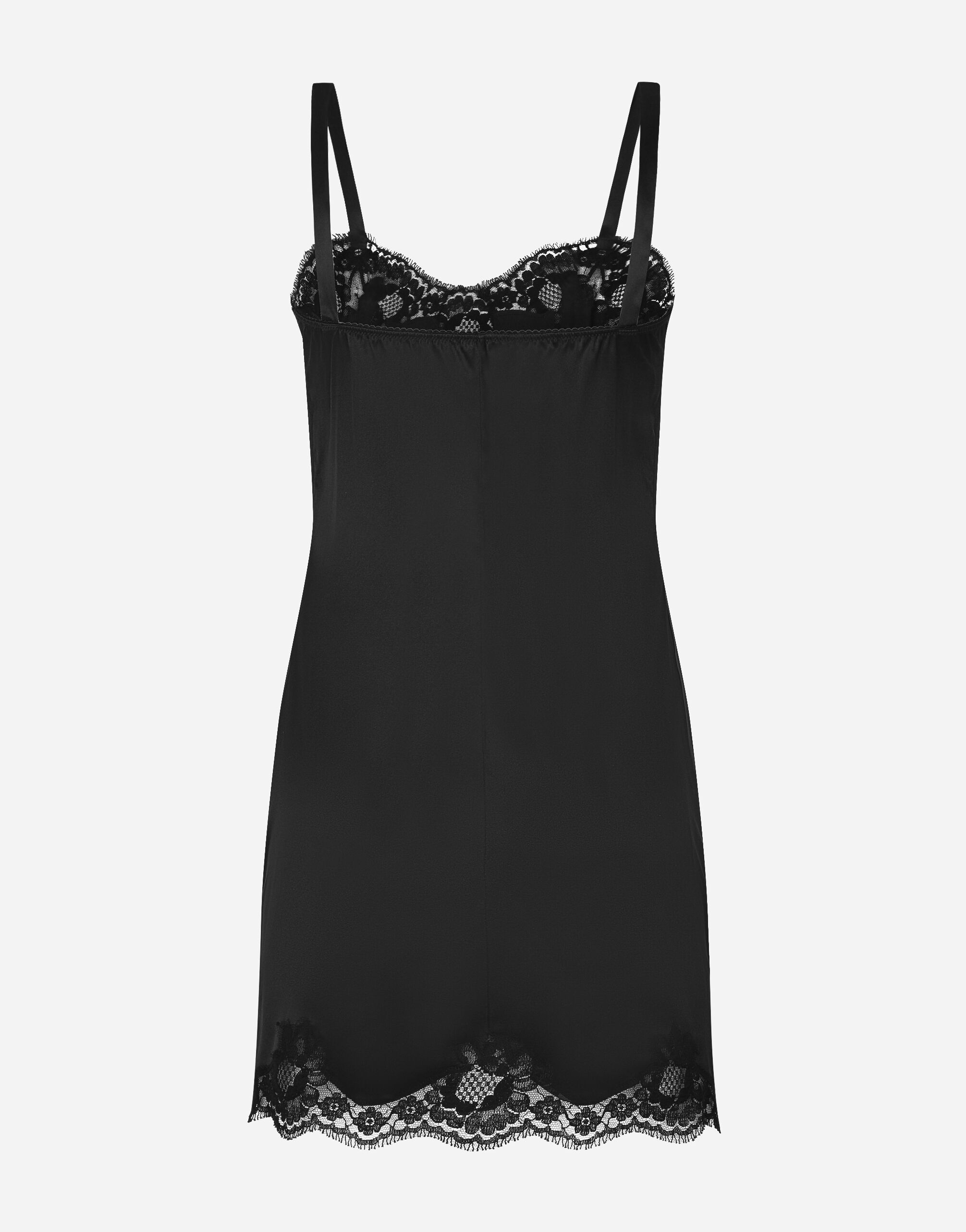 Satin lingerie-style slip with lace detailing - 2