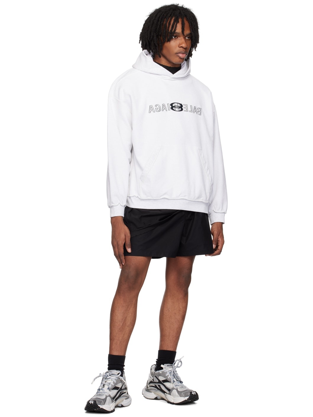 【BALENCIAGA】Inside Out Medium Fit Hoodie / LIGHT GRAY BALENCIAGA Gray Inside Out Hoodie | REVERSIBLE