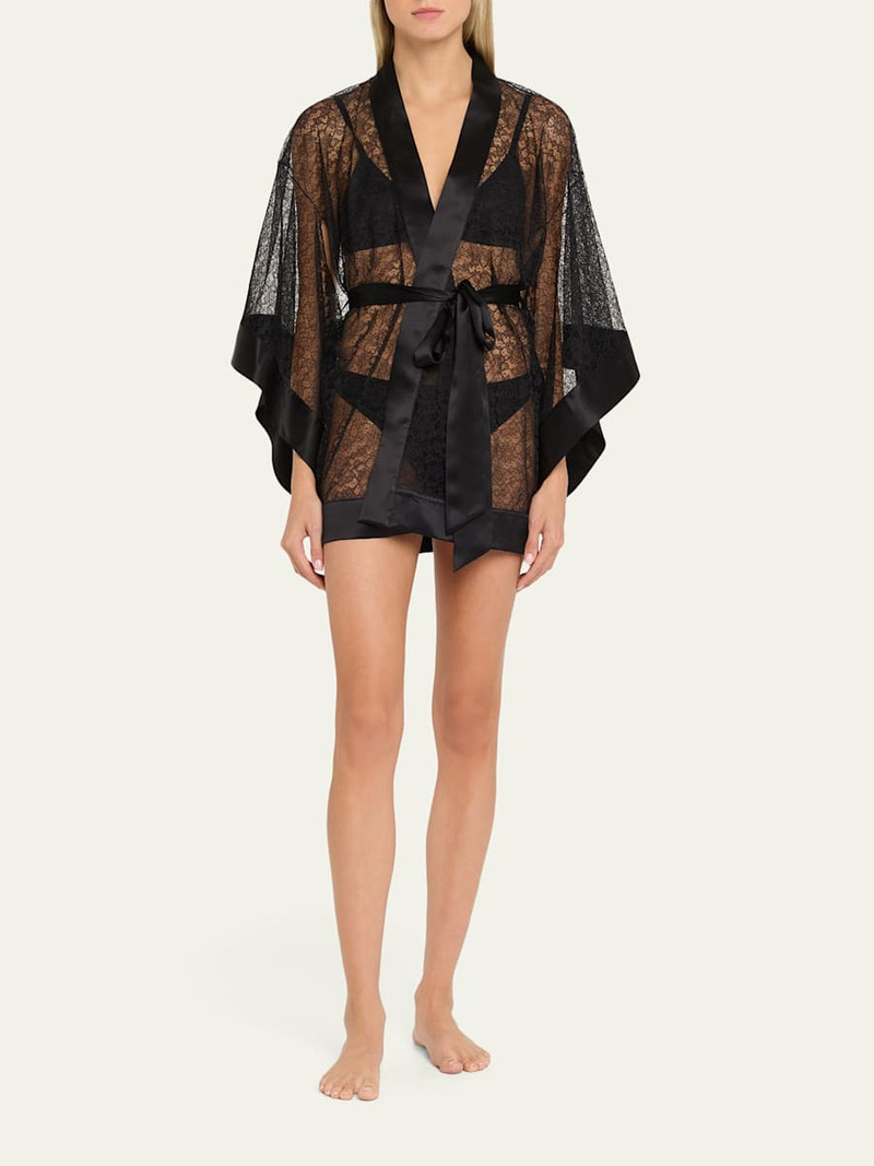 KIKI DE MONTPARNASSE Petite Fleur Sheer Lace Kimono Robe outlook