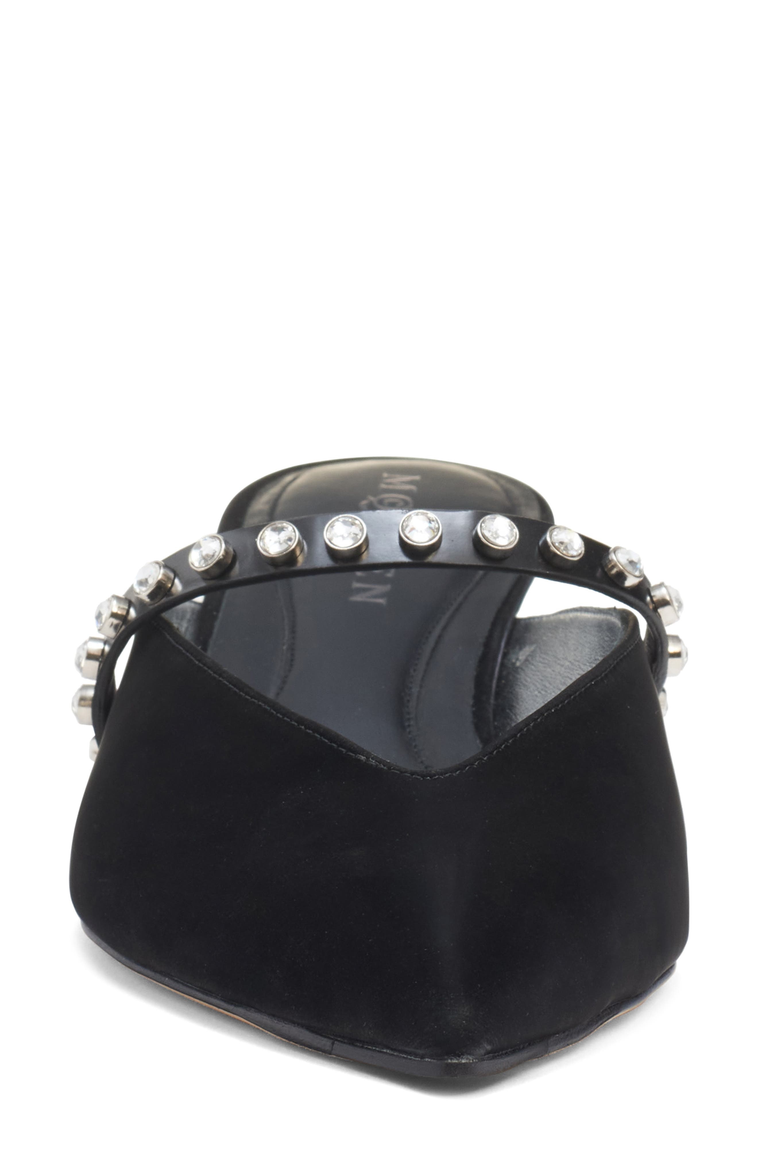 McQueen Stud Pointed Toe Mary Jane Mule in Black/Black/Silver at Nordstrom - 4