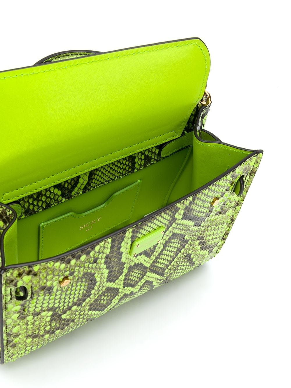 snake-print leather handbag - 5