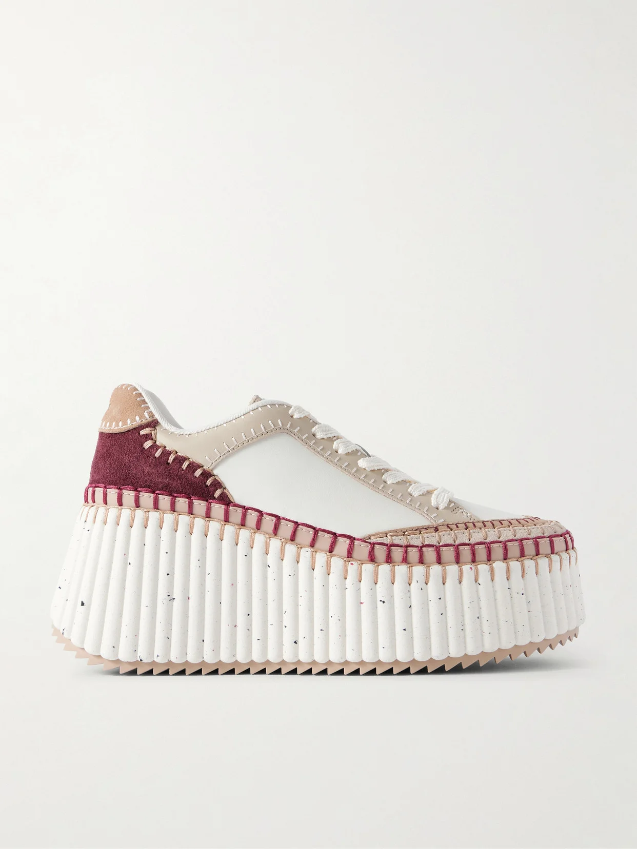 Nama Suede-trimmed Leather Platform Sneakers - 1