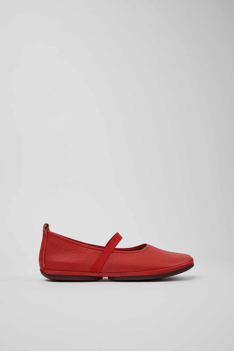 Red Leather Ballerinas for Women. 1