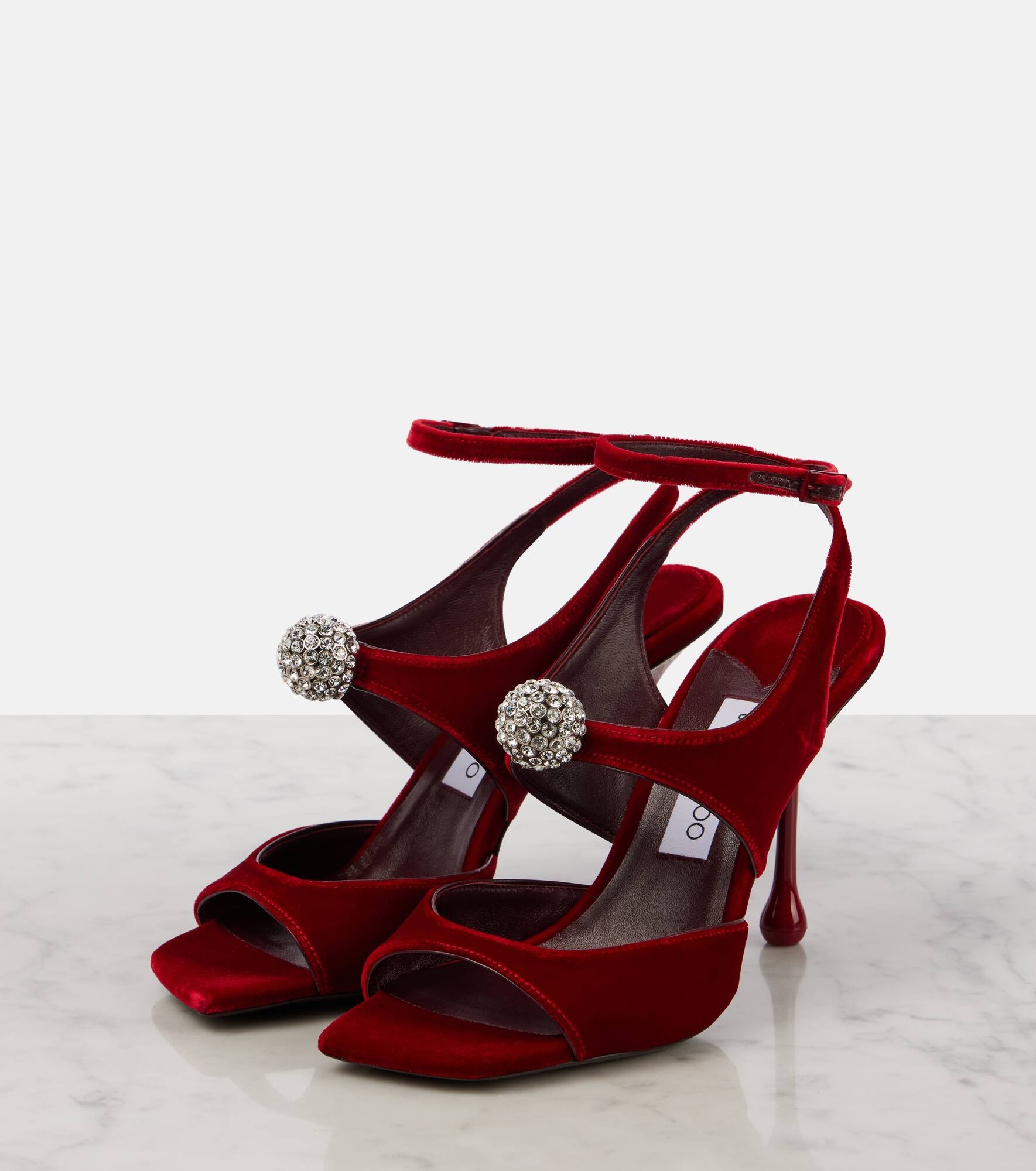 Orb 95 embellished velvet sandals - 4