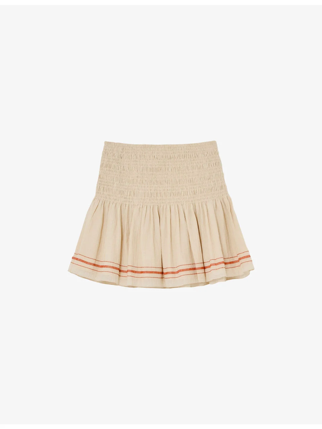 Catie Shirred-Waist Cotton-Blend Mini Skirt - 1