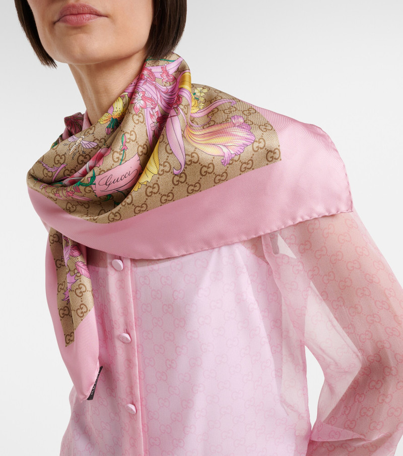 GUCCI GG floral silk scarf outlook