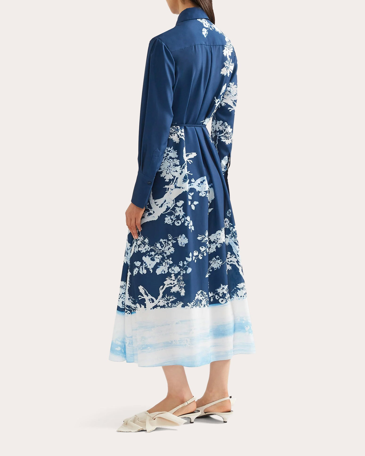 Pleated Floral-Print Midi Crepe Shirt Dress - 4