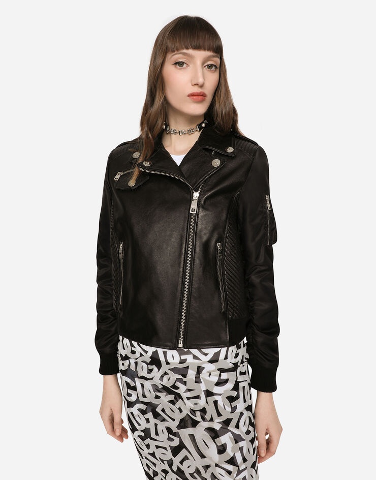 Leather biker jacket - 4
