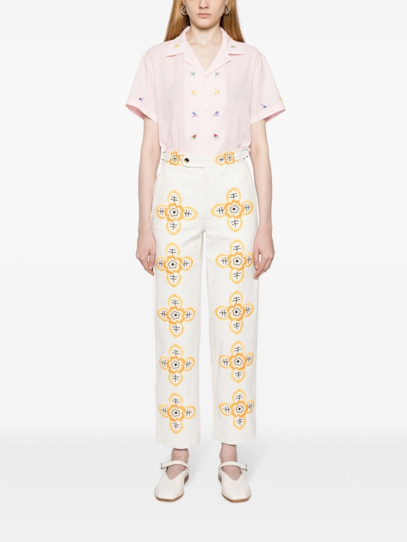 BODE Buttercup embroidered straight-leg trousers outlook