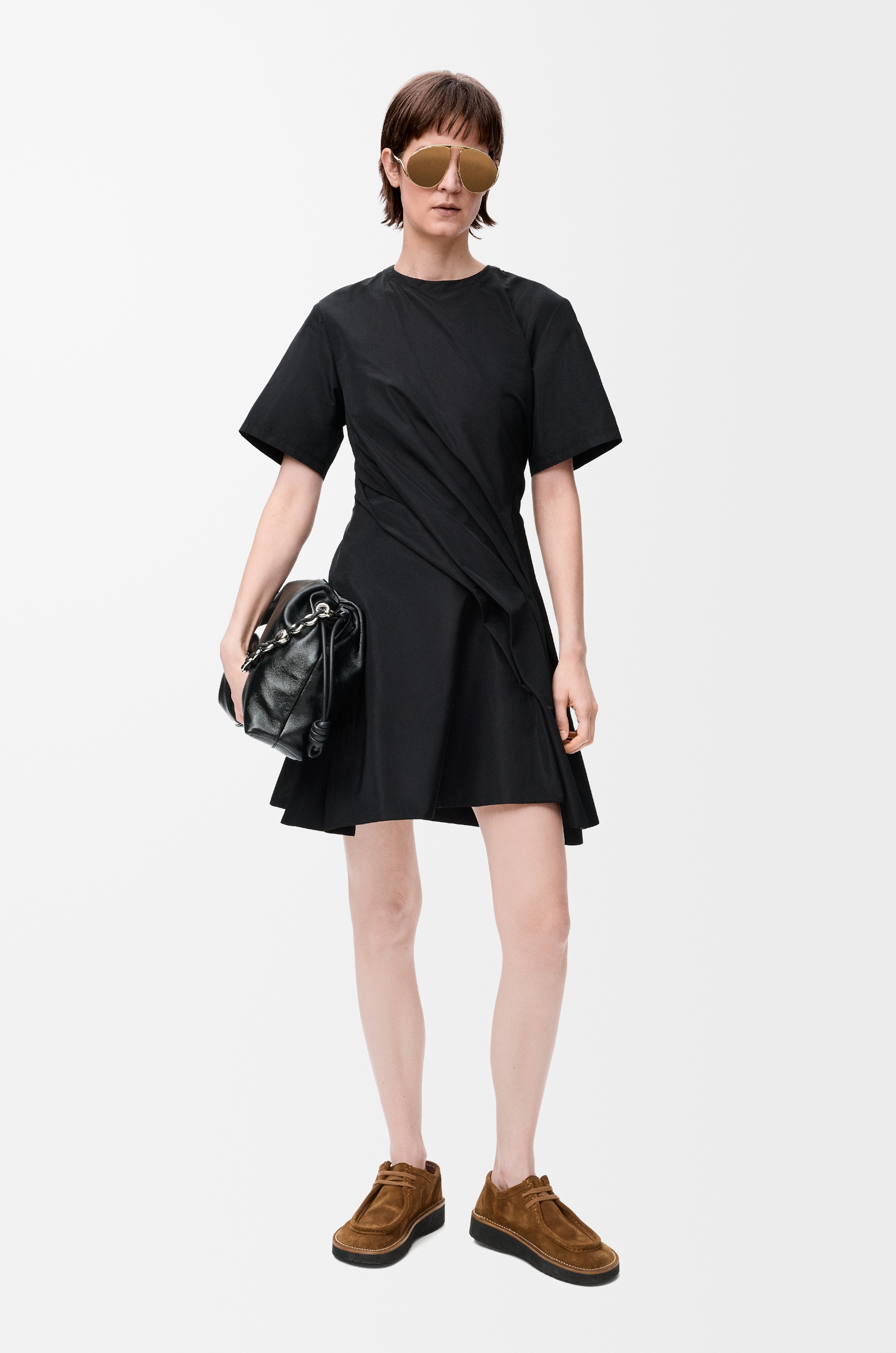 twisted dress in silk blend taffeta - 2