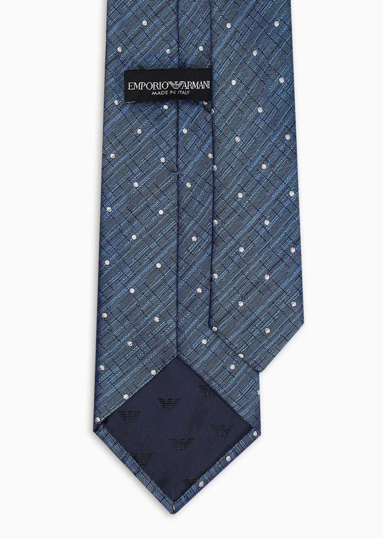 Pure silk tie with two-tone striped jacquard motif - 2