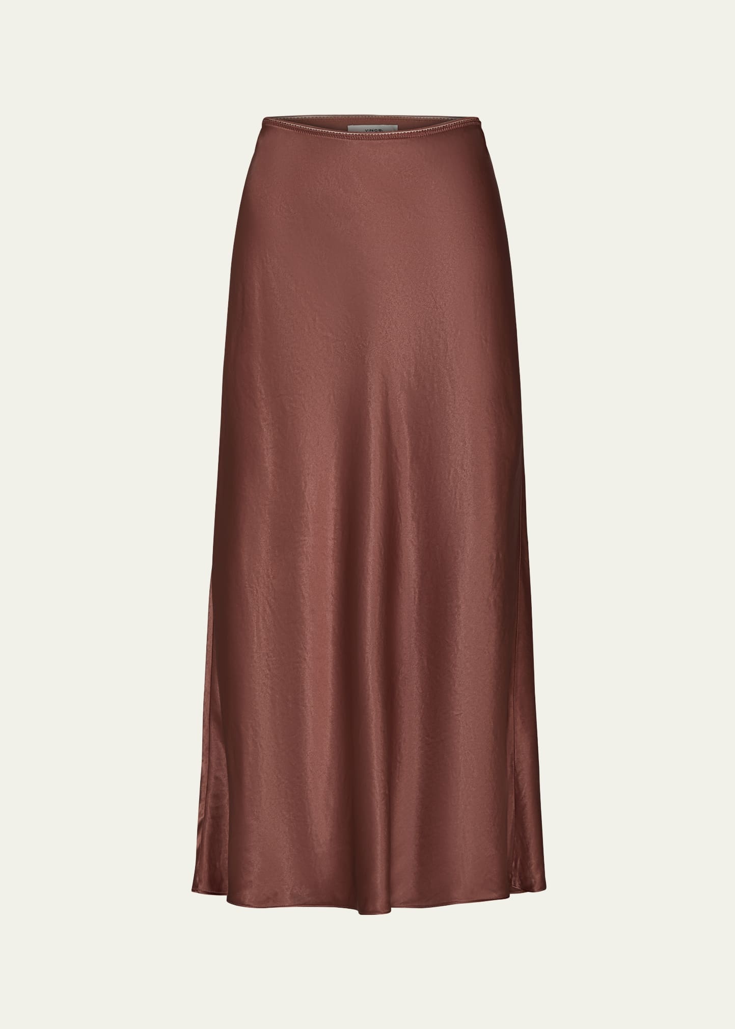 Shaped-Hem Satin Midi Slip Skirt - 1