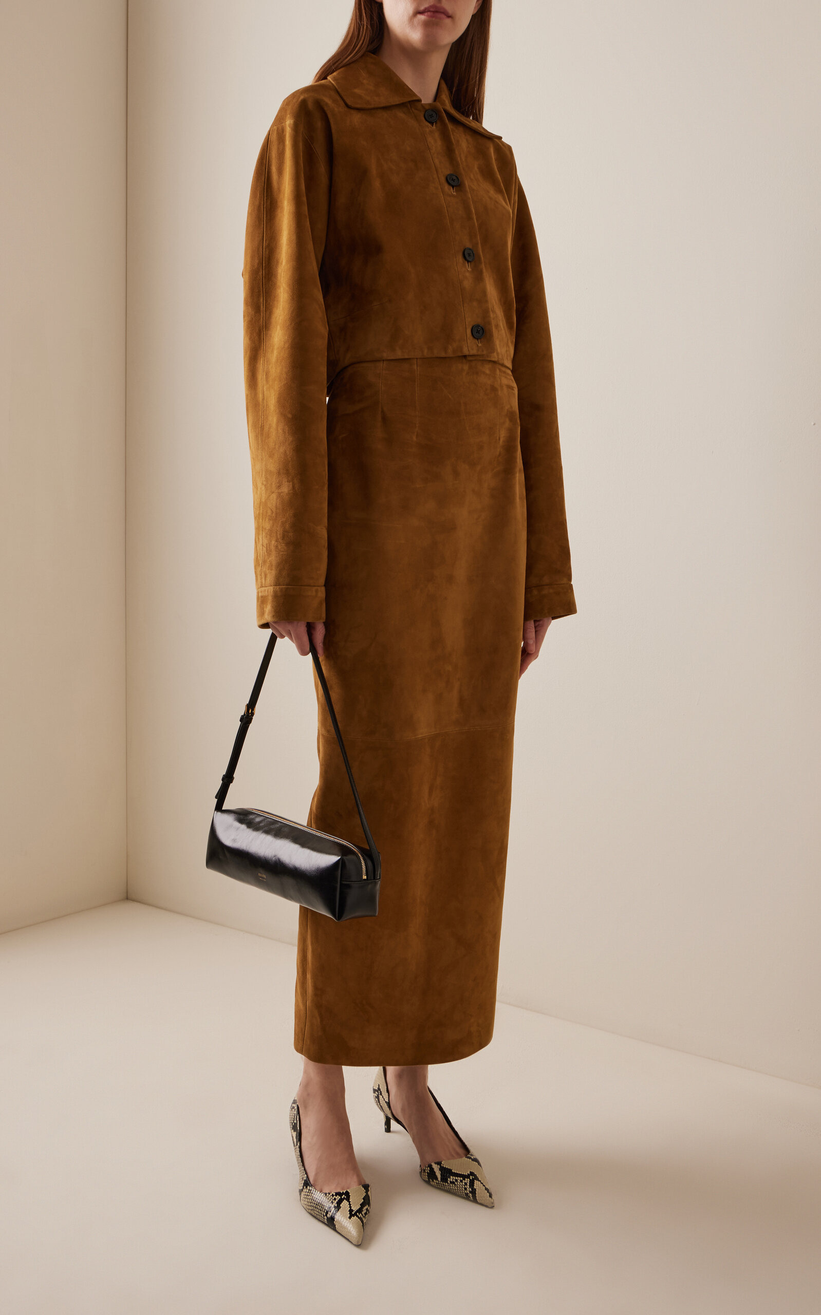 Sue Cropped Suede Jacket brown - 3