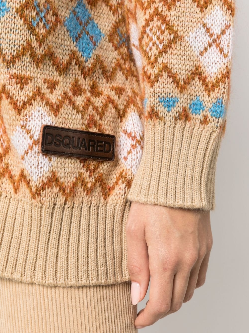geometric-print wool cardigan - 5