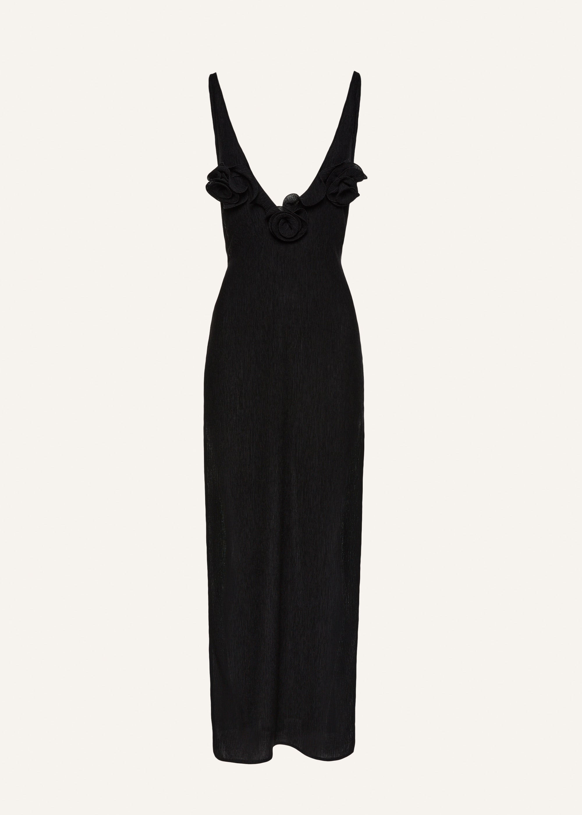 Crepe high leg maxi dress in black - 1