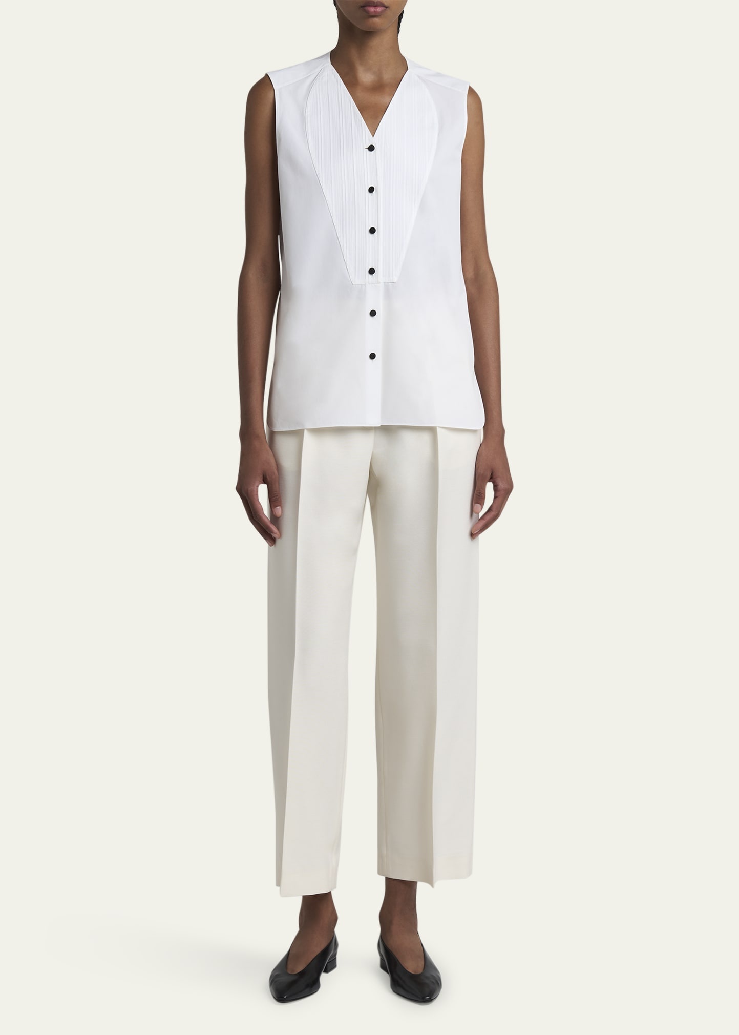 Caylee Sleeveless Poplin Tux Top - 2