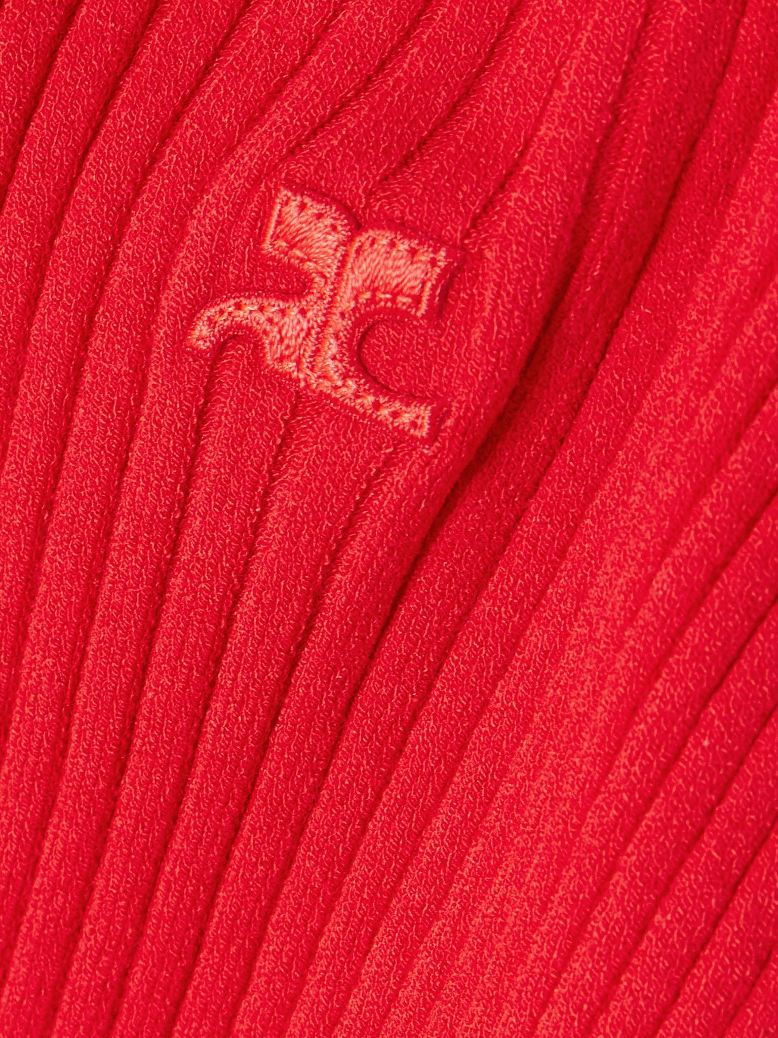 Ribbed-knit polo shirt Red - 5