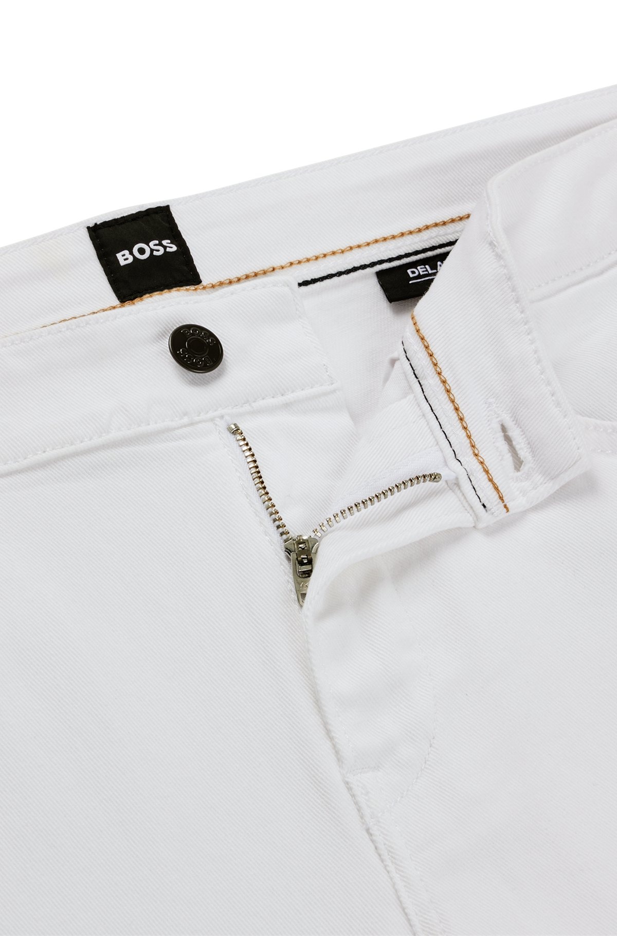 SLIM-FIT JEANS IN WHITE CASHMERE-TOUCH DENIM - 6