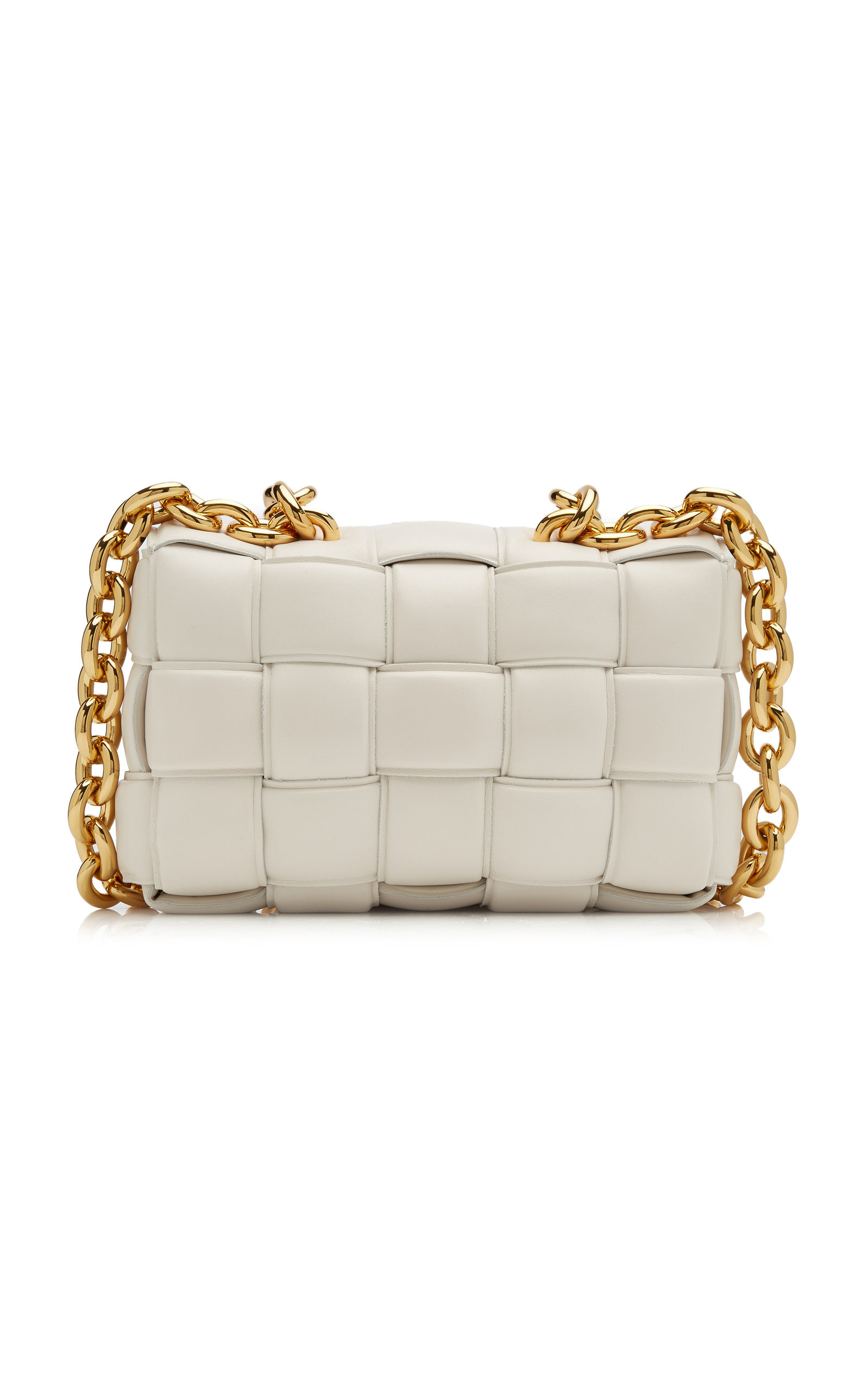 The Chain Padded Cassette Leather Bag white - 6