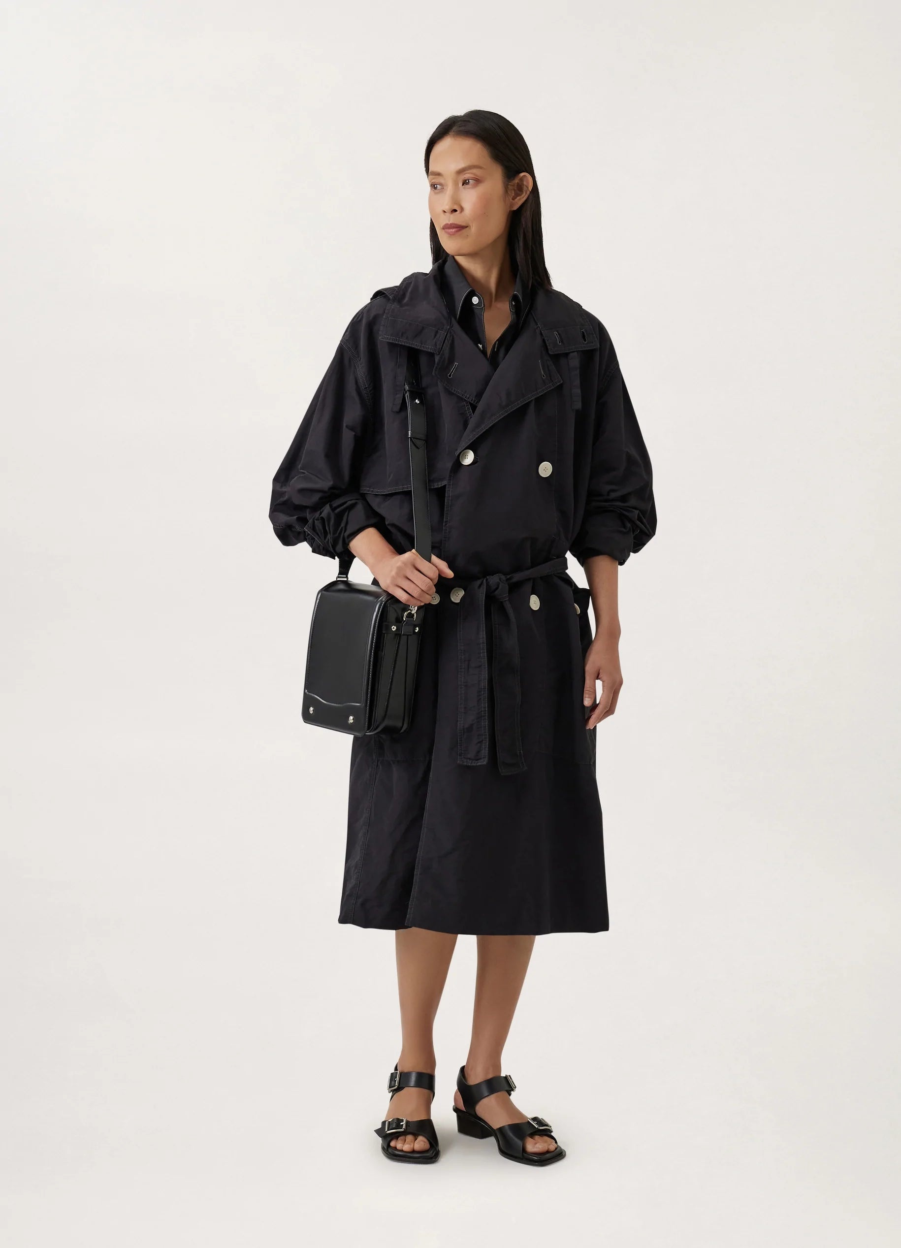 HOODED DOUBLE BREASTED PARKA
POLYAMIDE LINEN COTTON - 5