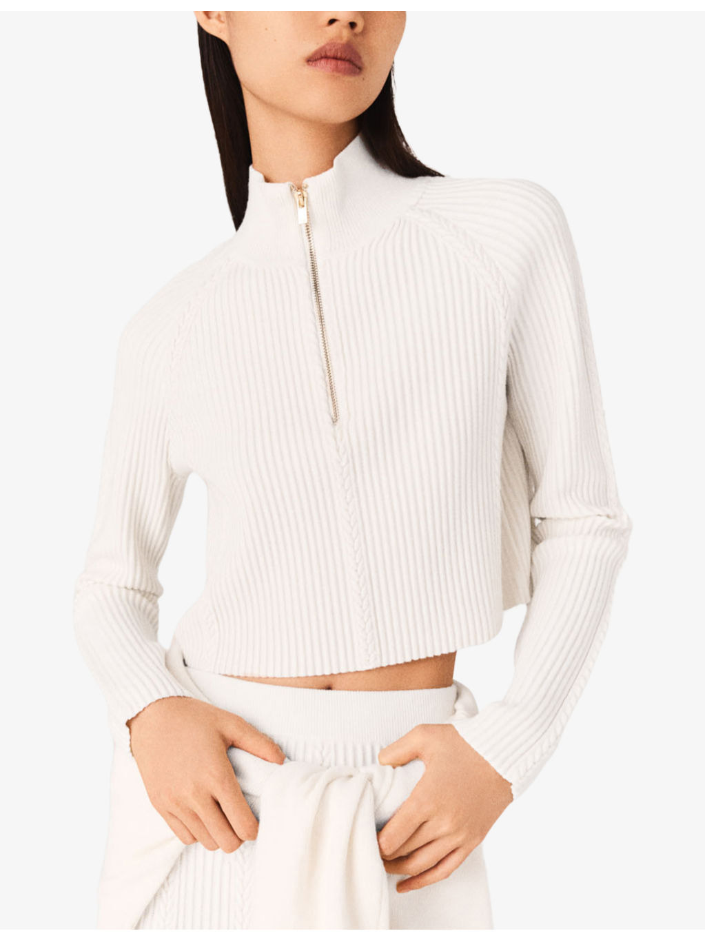Half-Zip Cropped Knitted Jumper - 3