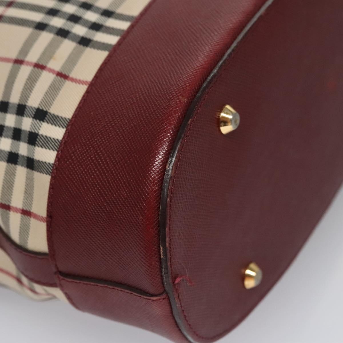 Burberry Nova Check Tote Bag Canvas Leather Beige Red Gold - 13