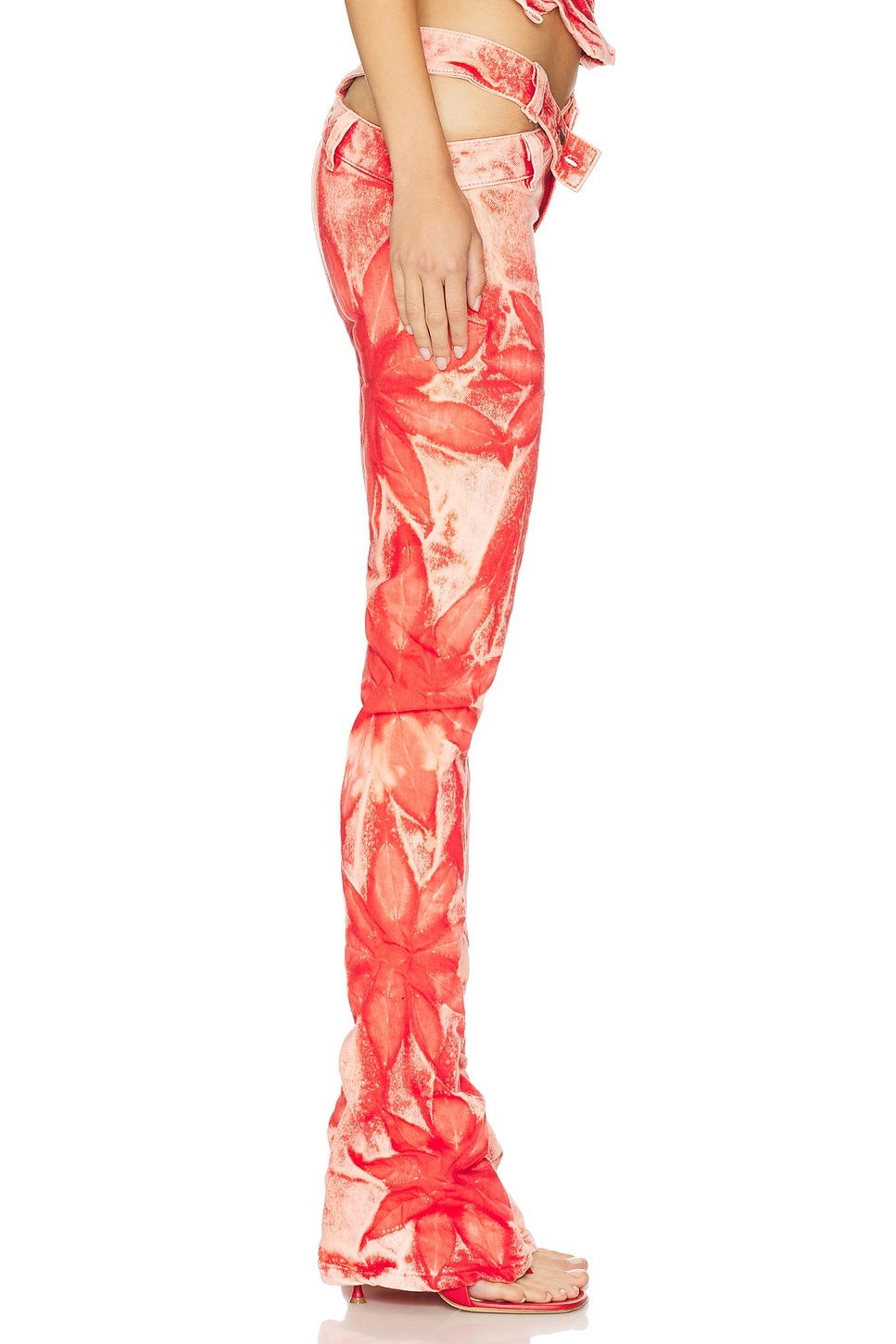 Flower Bell Bottom Asymmetric Skinny - 2