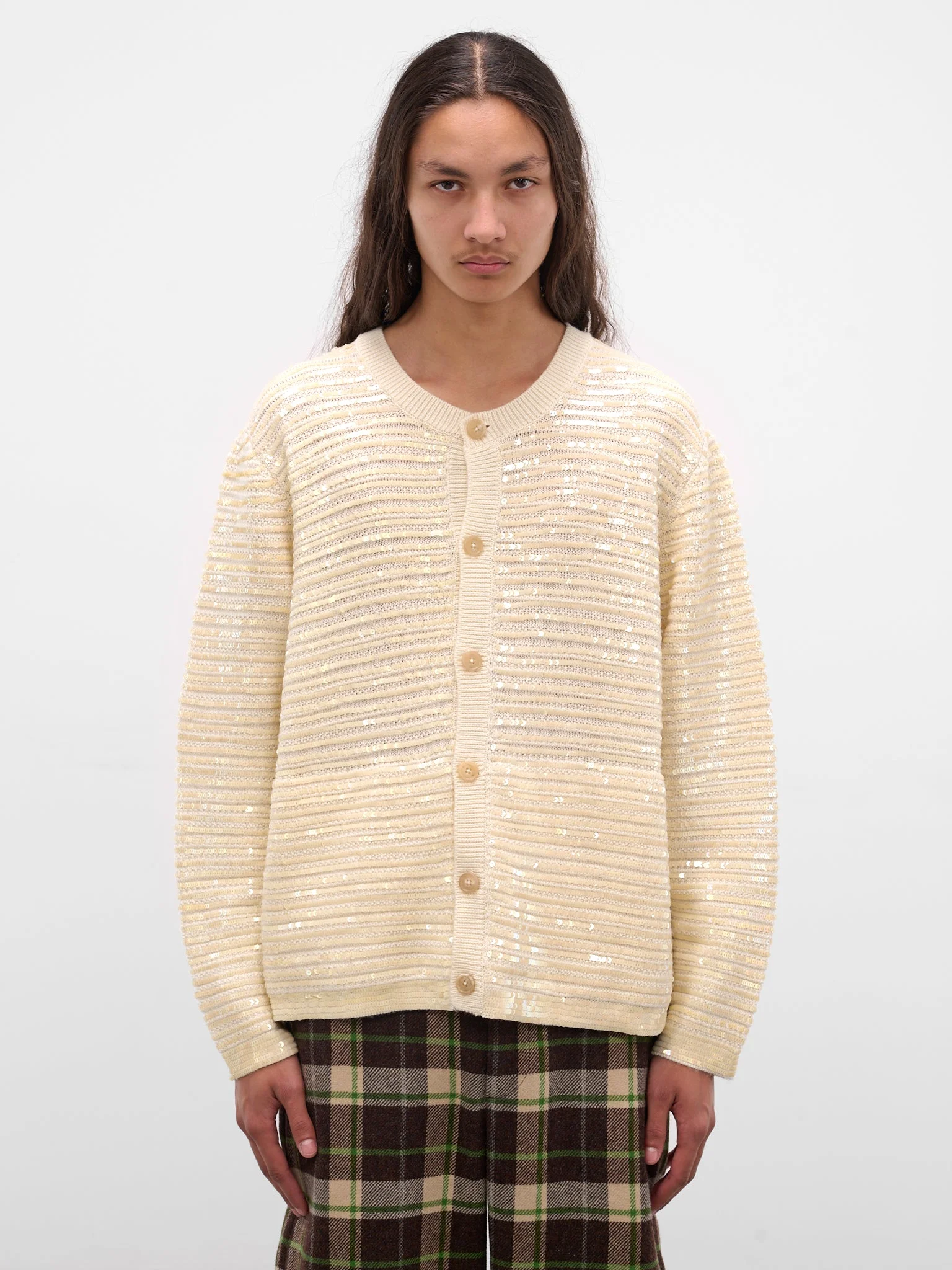 Ivory Sequin Spotlight Wool Cardigan - 1