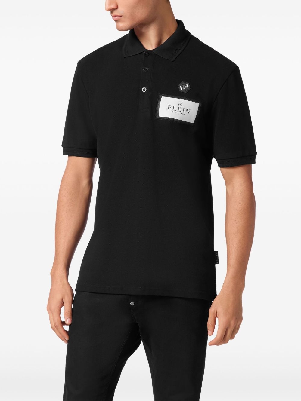 logo-patch polo shirt - 3