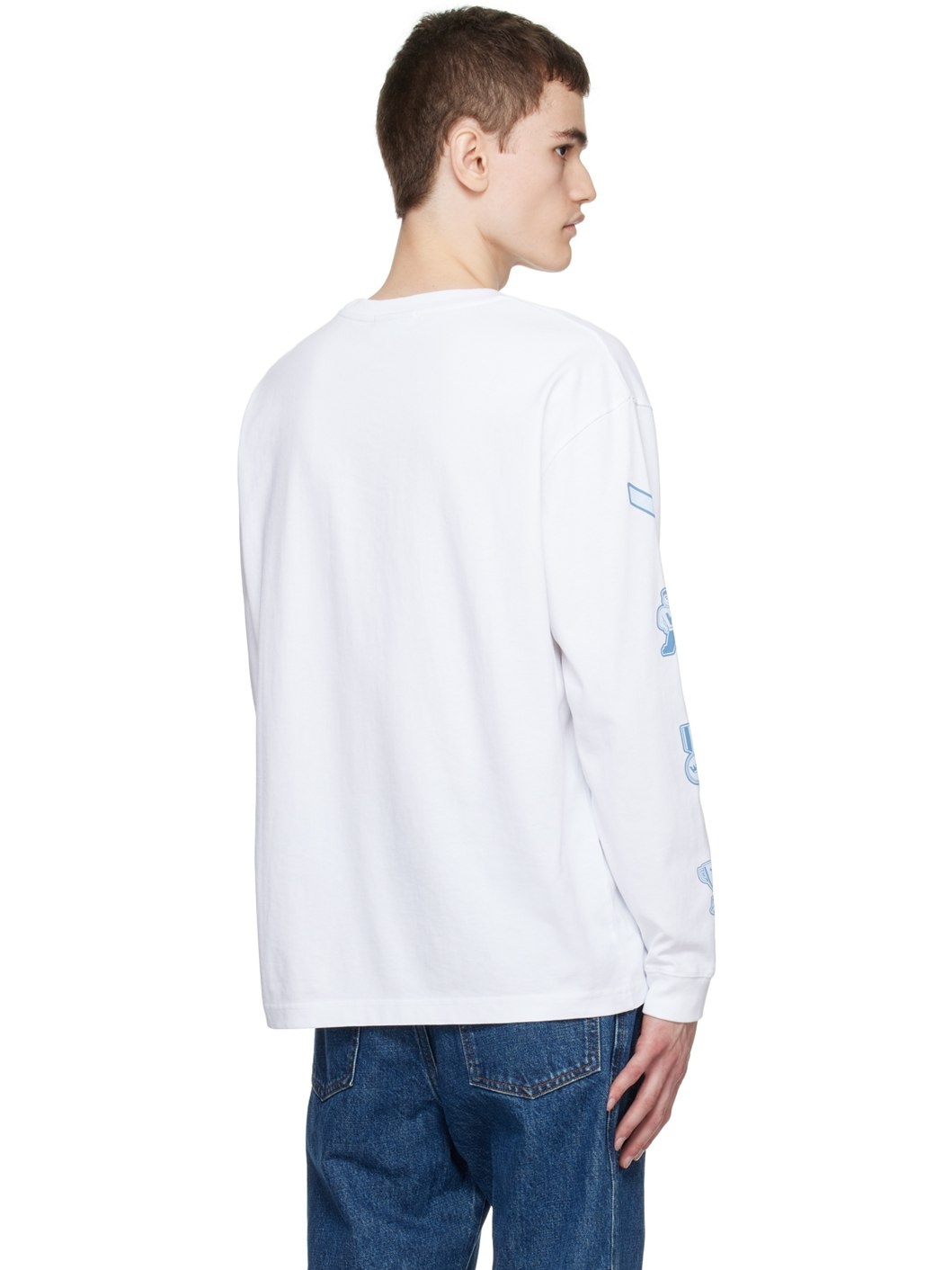 White Printed Long Sleeve T-Shirt - 3