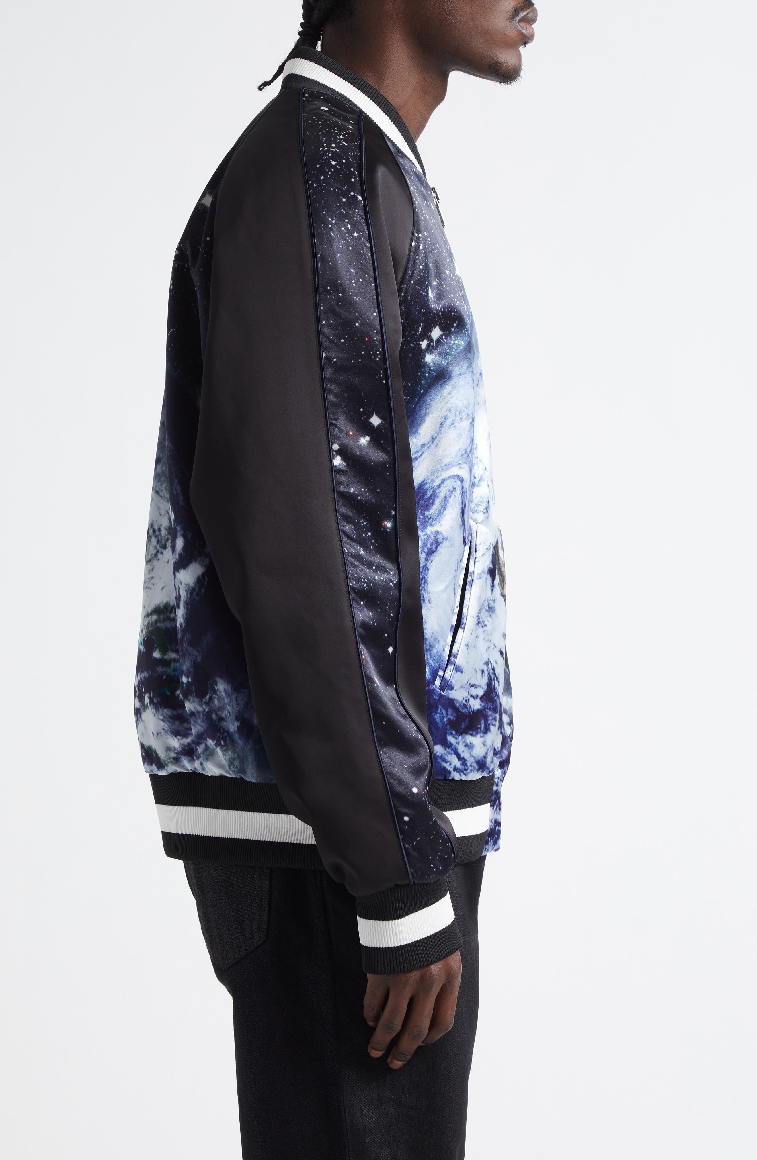 Balmain Earth & Stars Bomber Jacket in Black Multi at Nordstrom - 4