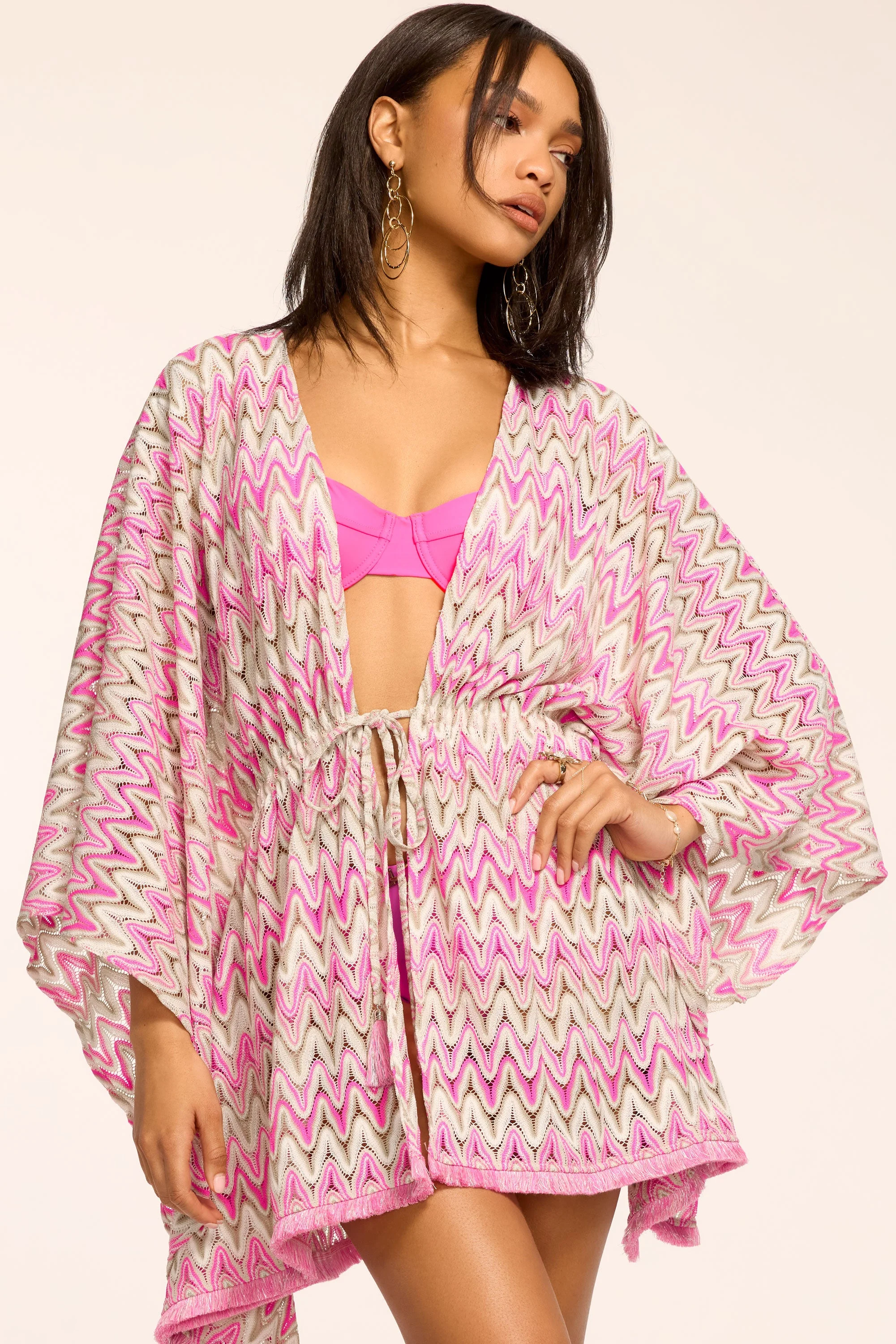 Mckala Chevron Knit Mini Coverup Dress - 1