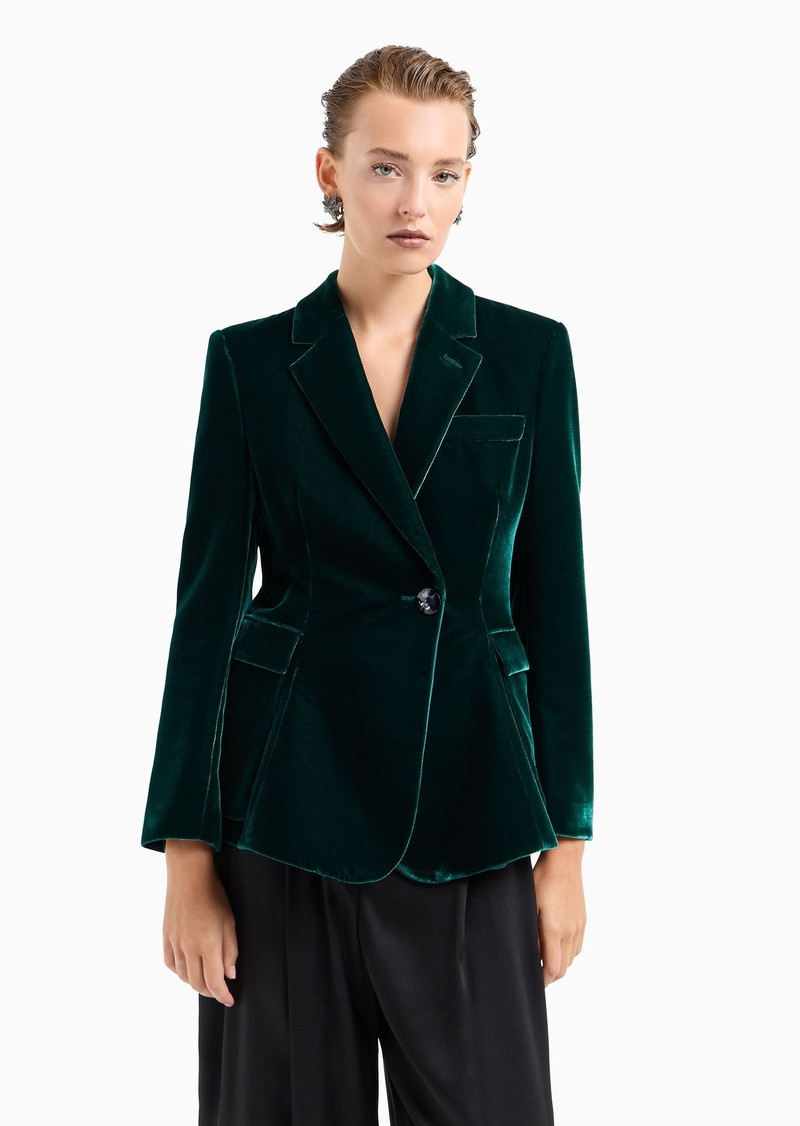 Single-breasted jacket in velvet 3