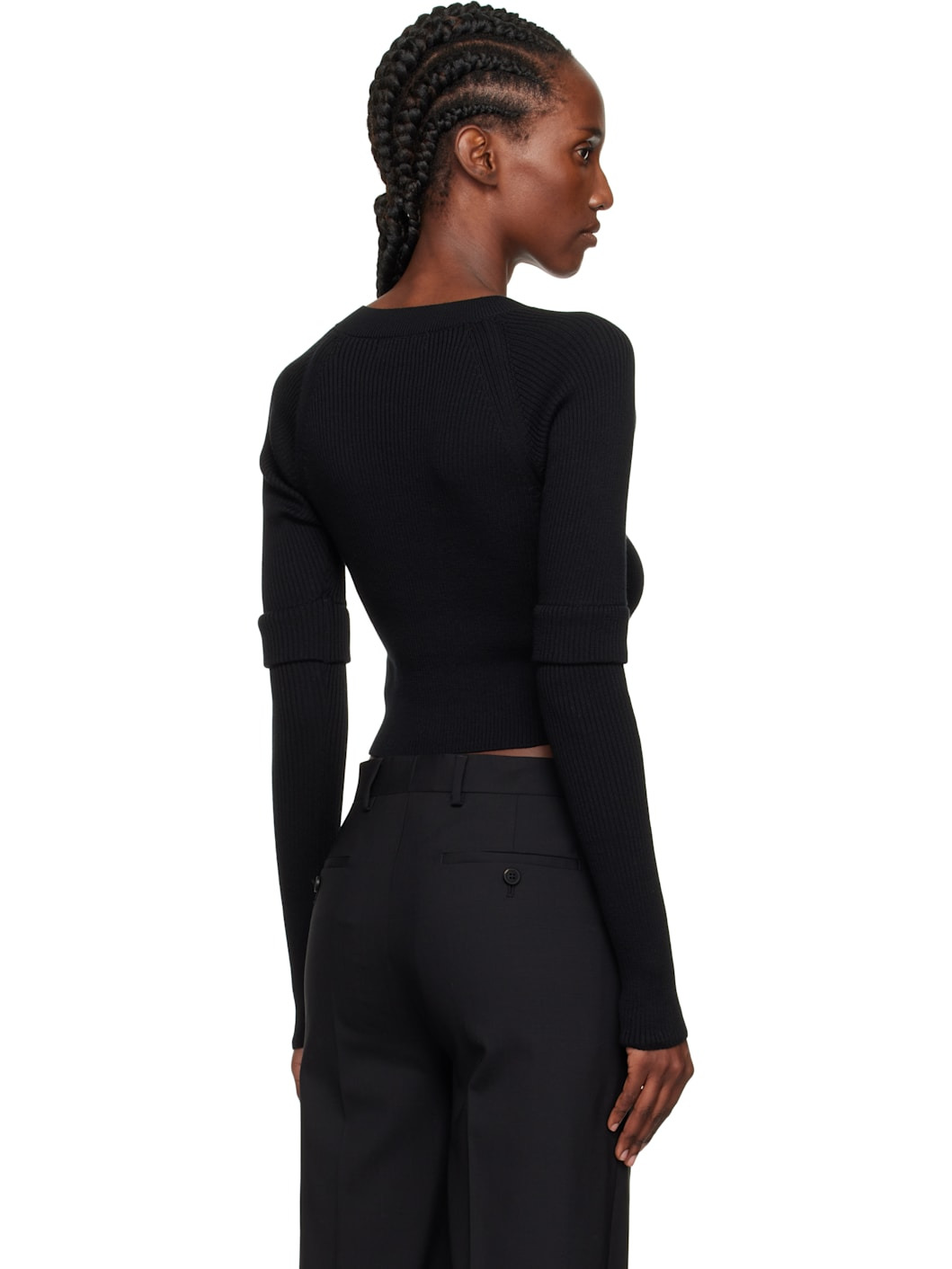 Black Double Sleeve Short Cardigan - 3
