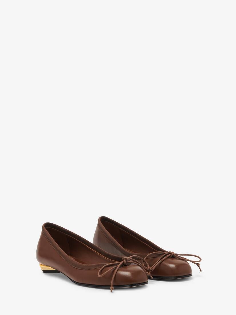 Women's Armadillo Ballet Flat in Walnut/gold - 2