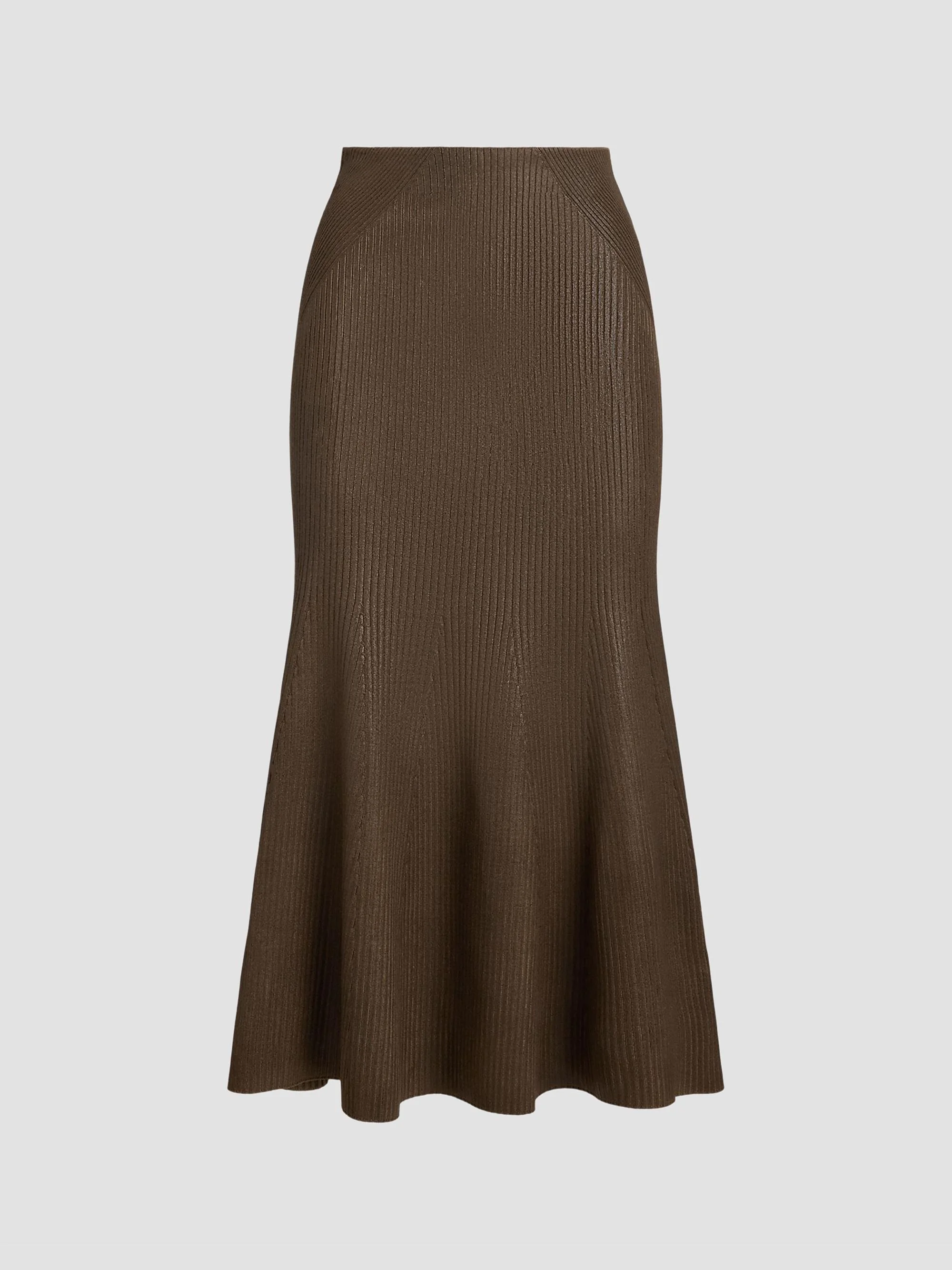 Women's Adrianna Foiled Rib-Knit Sweater Skirt - Portobello - 1