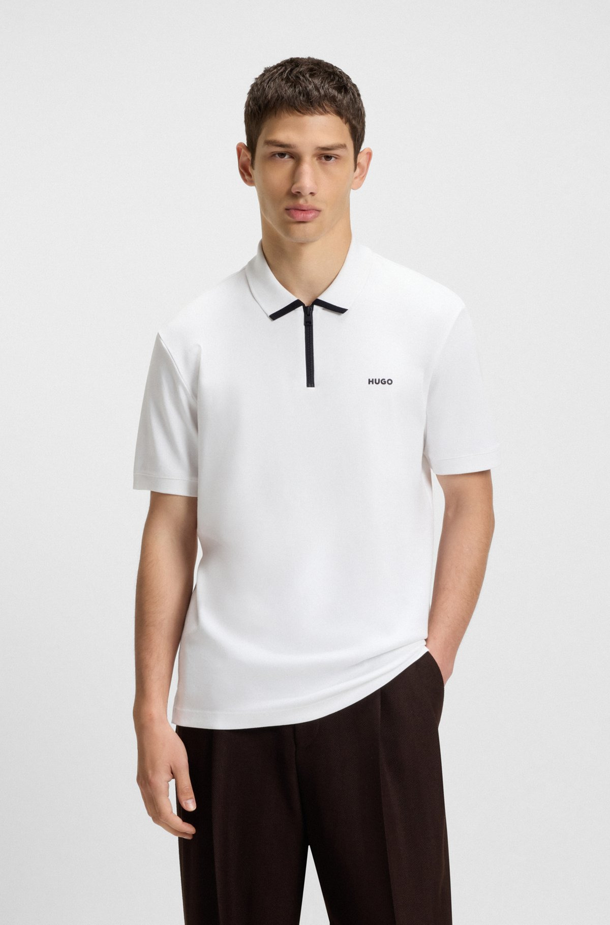 COTTON-PIQUÉ POLO SHIRT WITH CONTRAST LOGO - 2