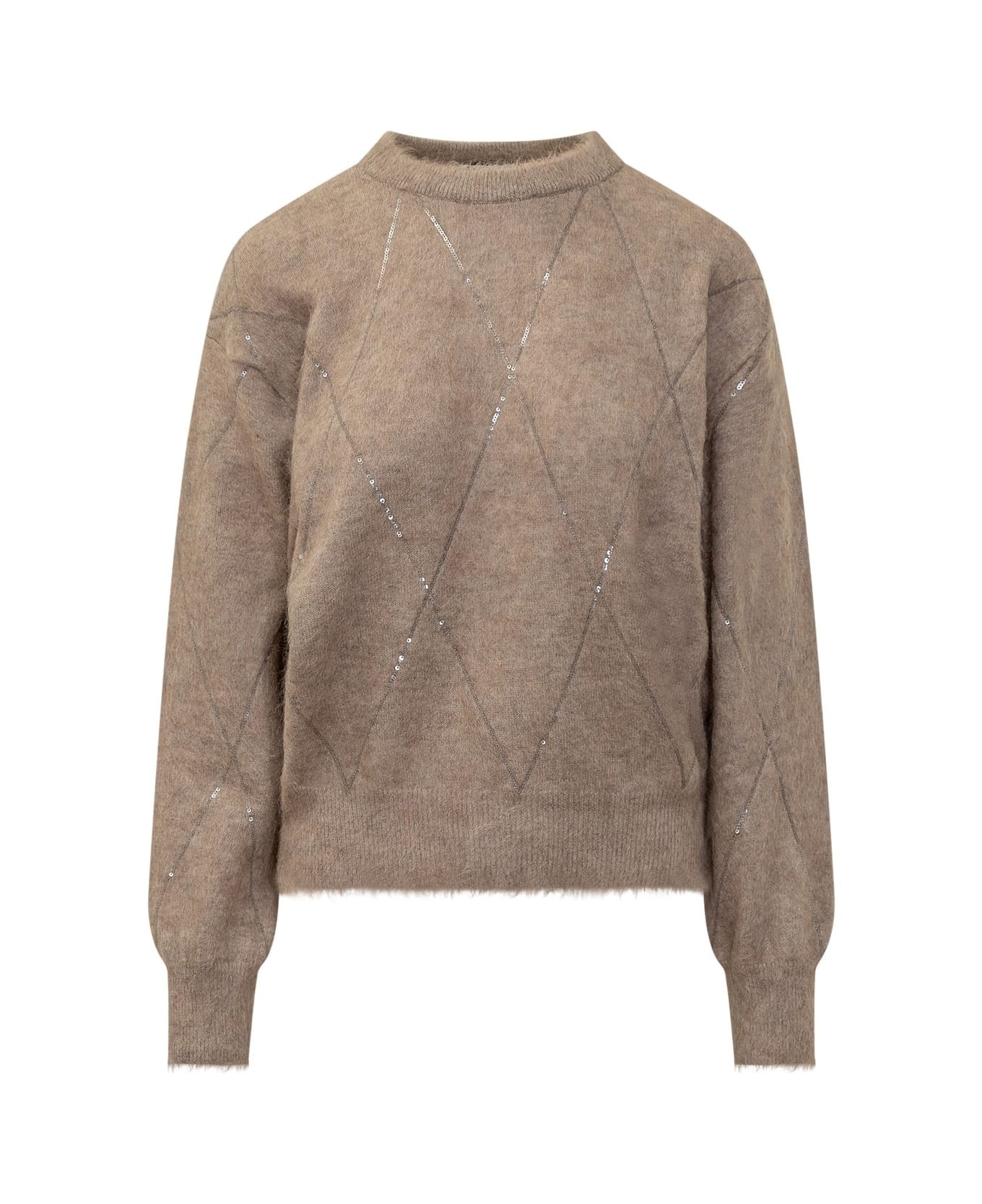 Sequin Embellished Crewneck Knitted Jumper - 1