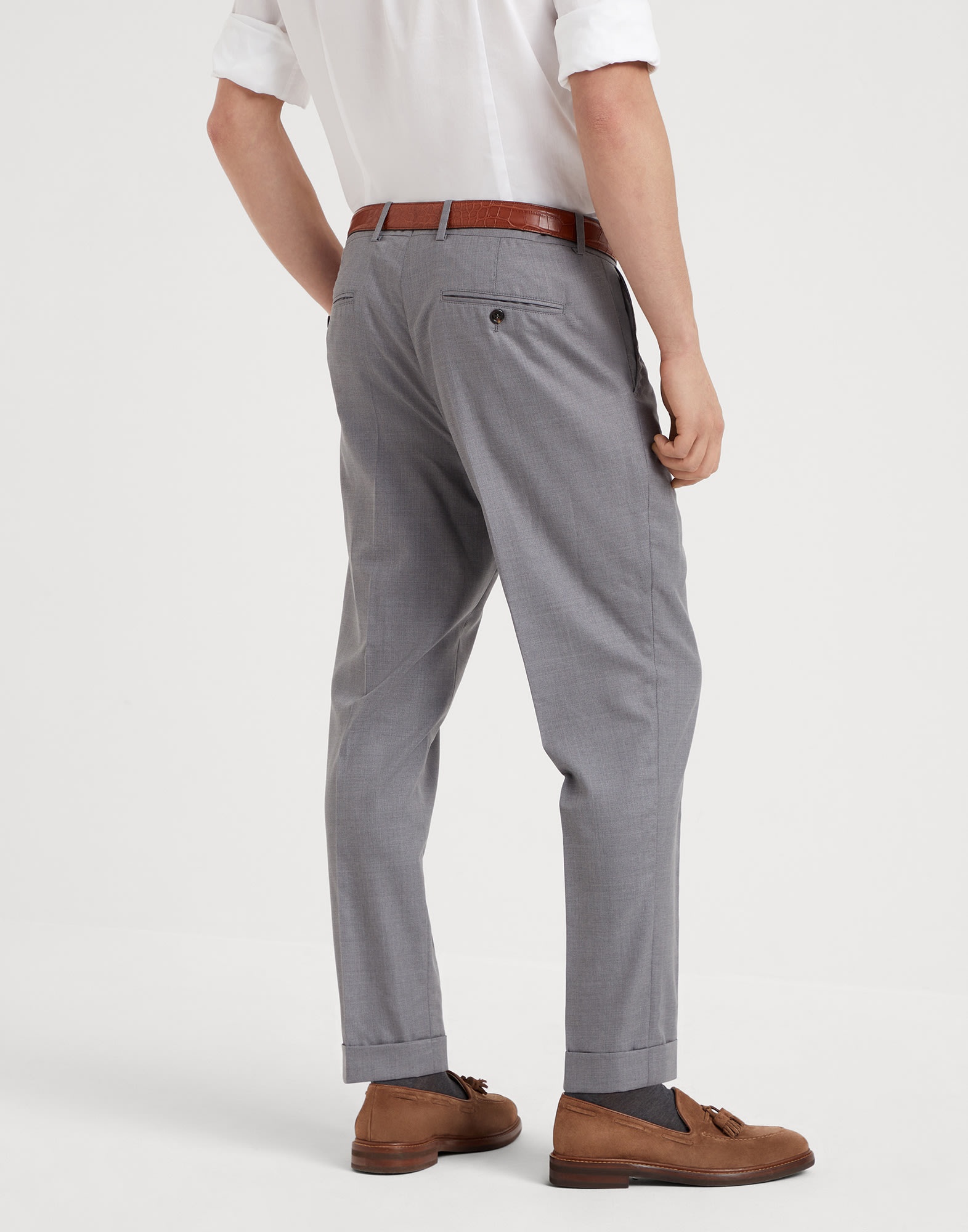 Virgin wool and silk lightweight hopsack formal fit trousers - 2