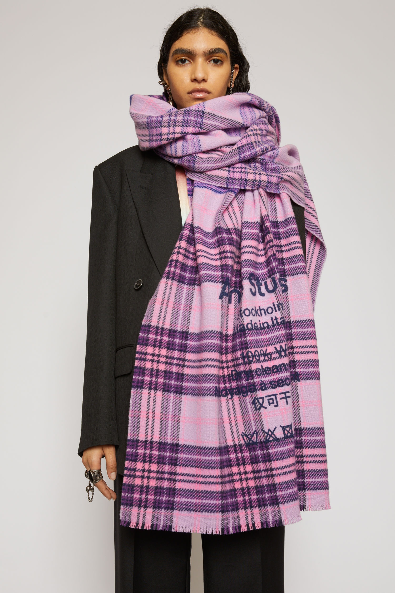 Checked logo scarf lilac/purple - 4