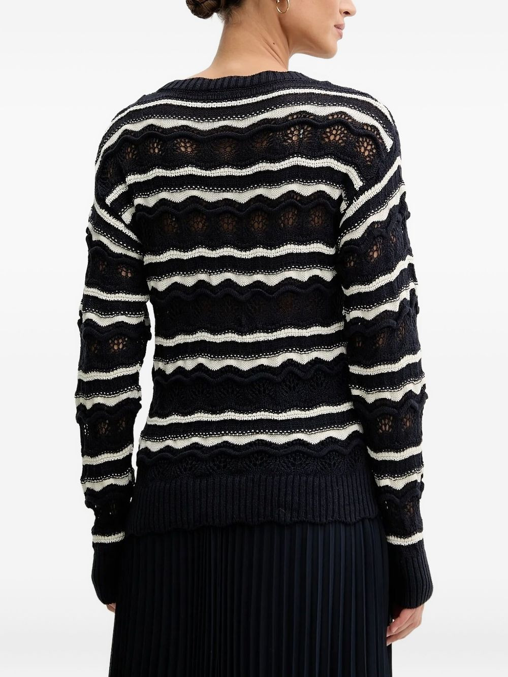 striped wave-pattern sweater - 2
