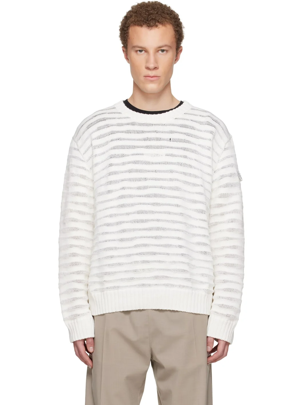 Off-White Open-Knit Stripe Sweater - 1