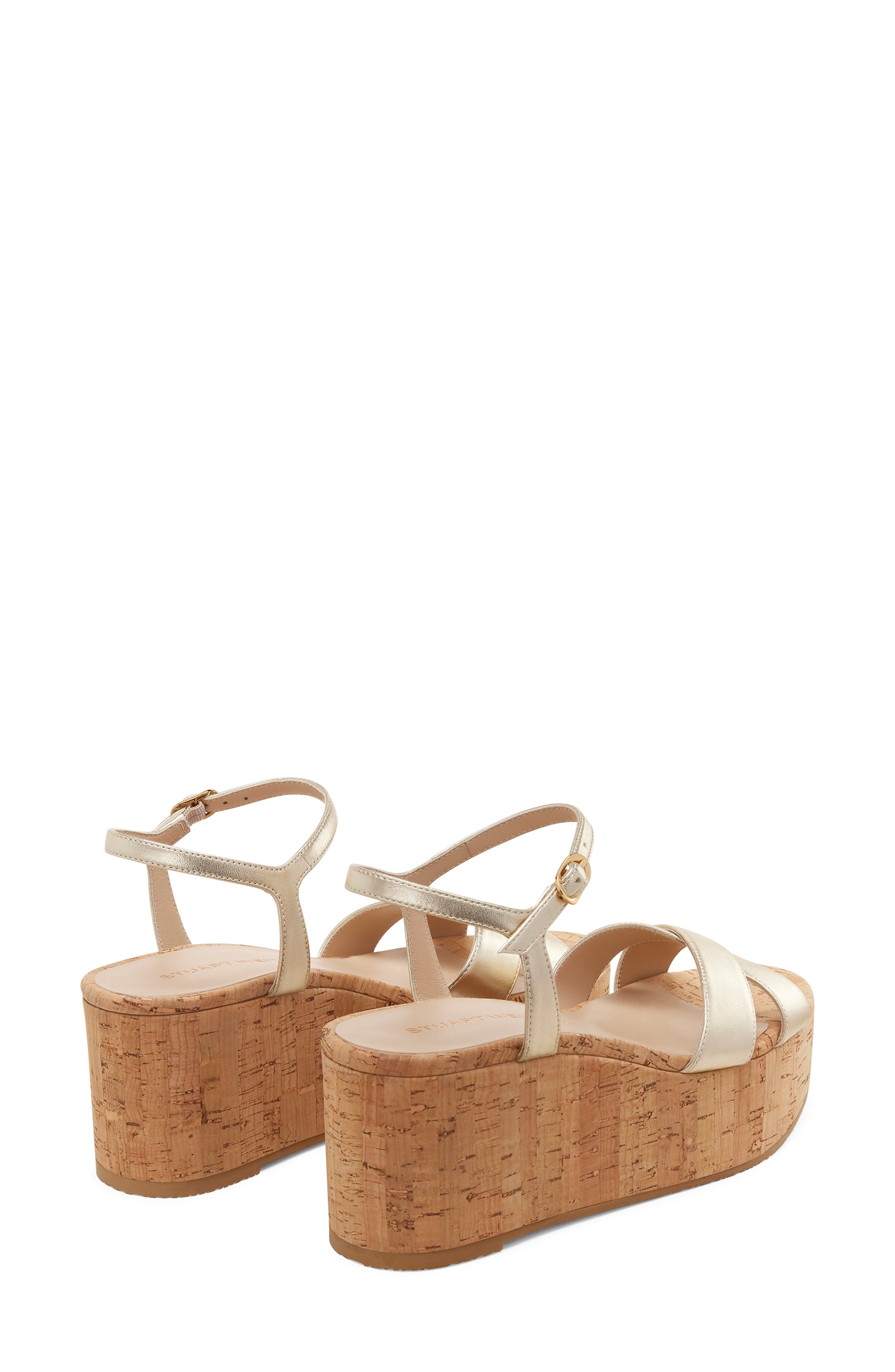 Stuart Weitzman Dayna Ankle Strap Platform Wedge Sandal in Light Gold at Nordstrom - 2