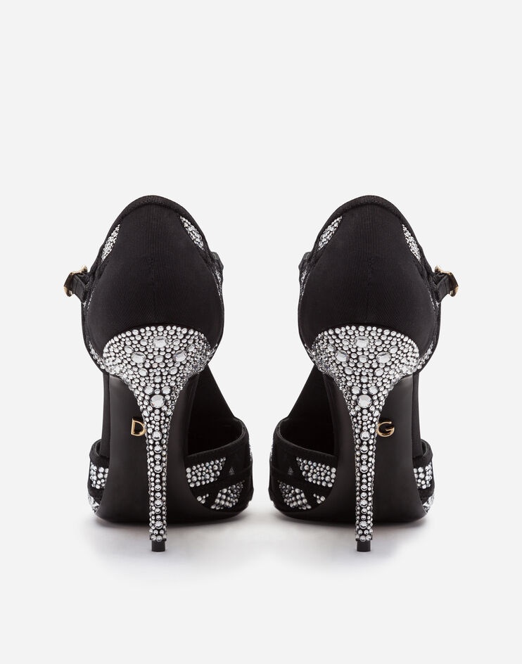 Mesh t-strap shoes with fusible rhinestones - 3