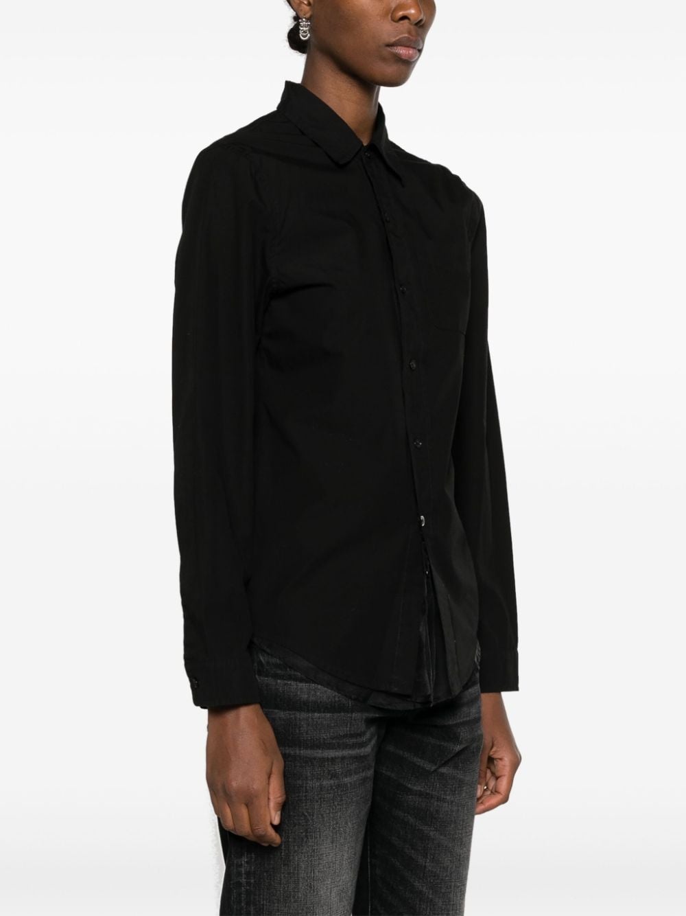 organza-panel cotton shirt - 3