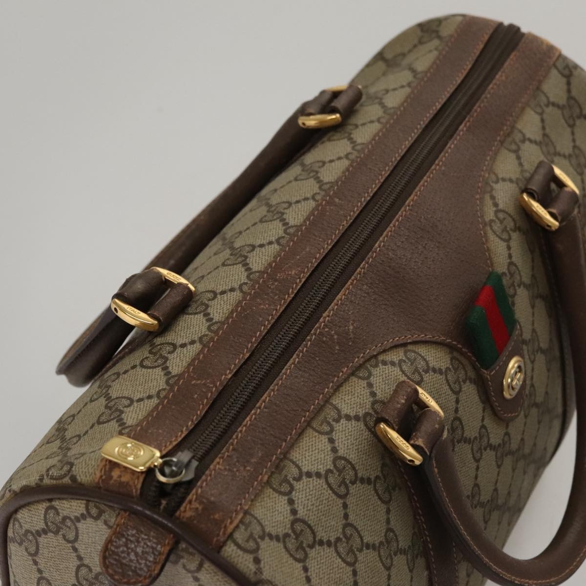 GUCCI GG Supreme Web Sherry Line Hand Bag Pvc Beige Gold 40 02 007 - 6