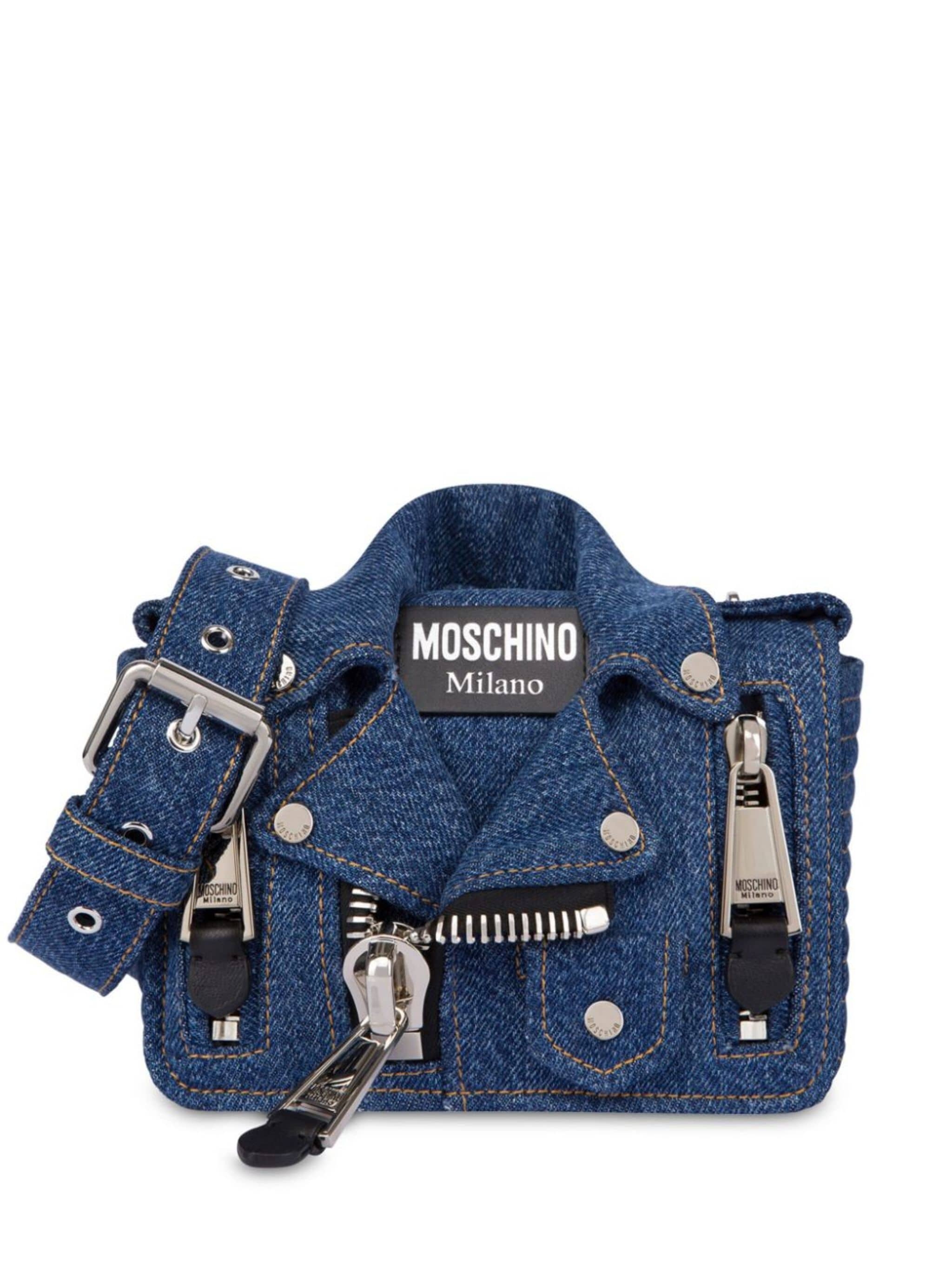 jacket-style denim shoulder bag - 1