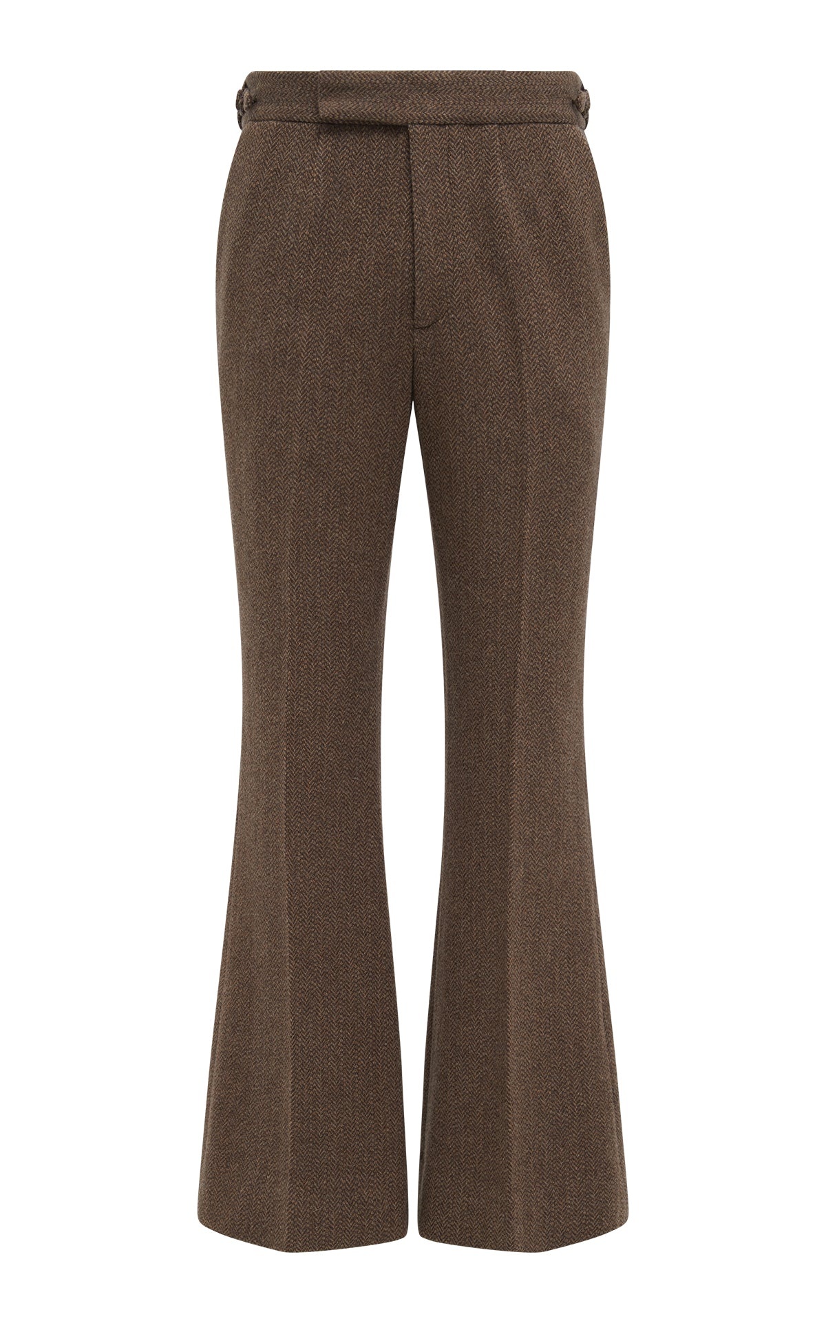 Stevie Pant in Chocolate Multi Virgin Wool Cashmere Herringbone - 1